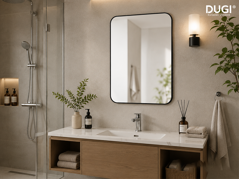 Gương trơn viền nhôm nhà tắm