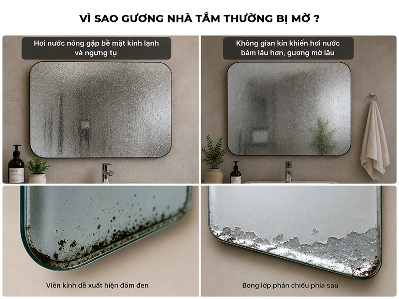 Nguyên nhân gương nhà tắm thường bị mờ