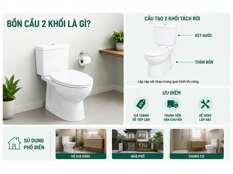 bồn cầu 2 khối là gì