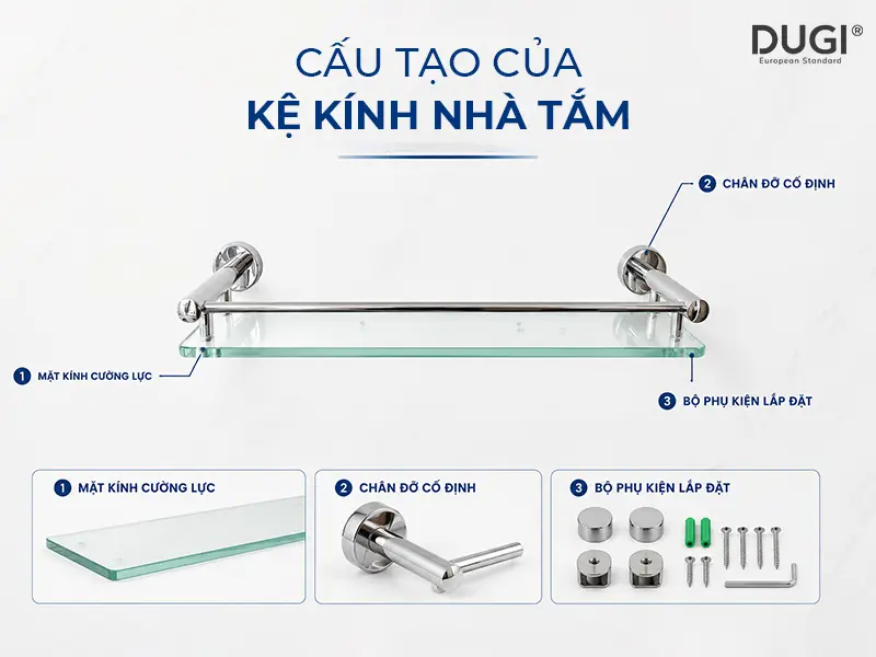 Cấu tạo của kệ kính nhà tắm