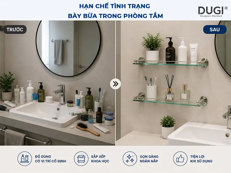 Không gian nhà tắm gọn gàng hơn