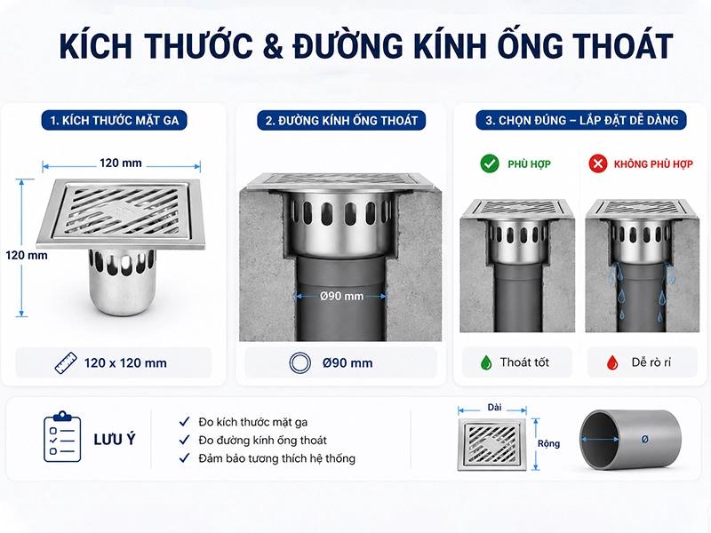 Đo đạc đúng kích thước với đường ống thoát nước