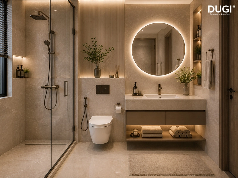 Gương laed tròn tạo điểm nhấn