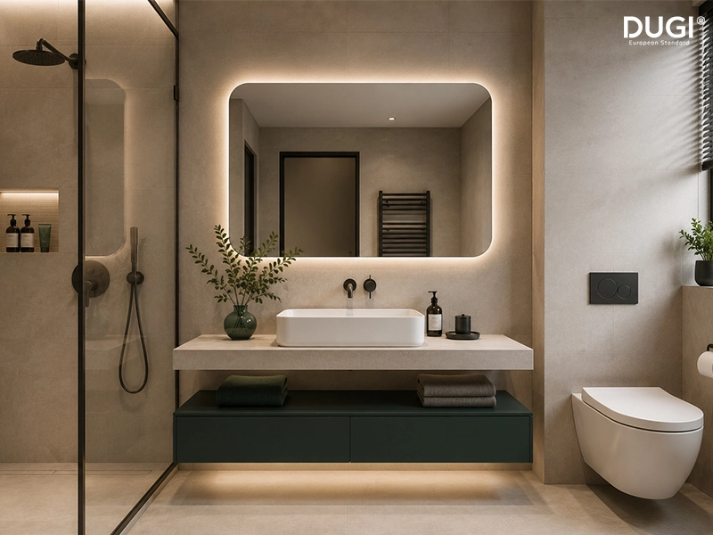Kết hợp lavabo treo tường tiện nghi