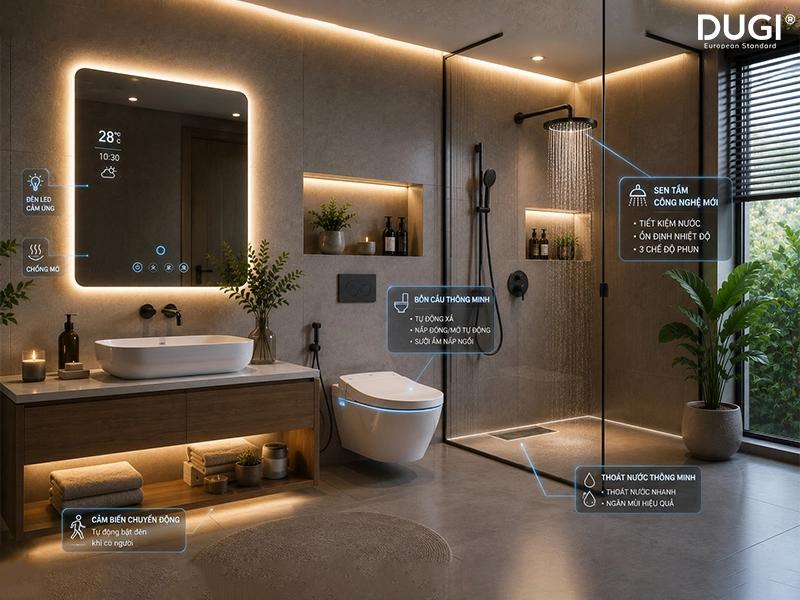 Thiết bị phòng tắm thông minh, tiện nghi