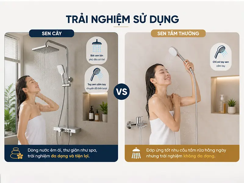 Trải nghiệm thoải mái, thư giãn khi sử dụng sen tắm