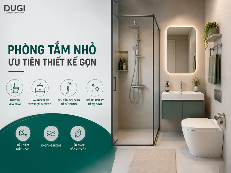 Phòng tắm nhỏ ưu tiên thiết kế gọn