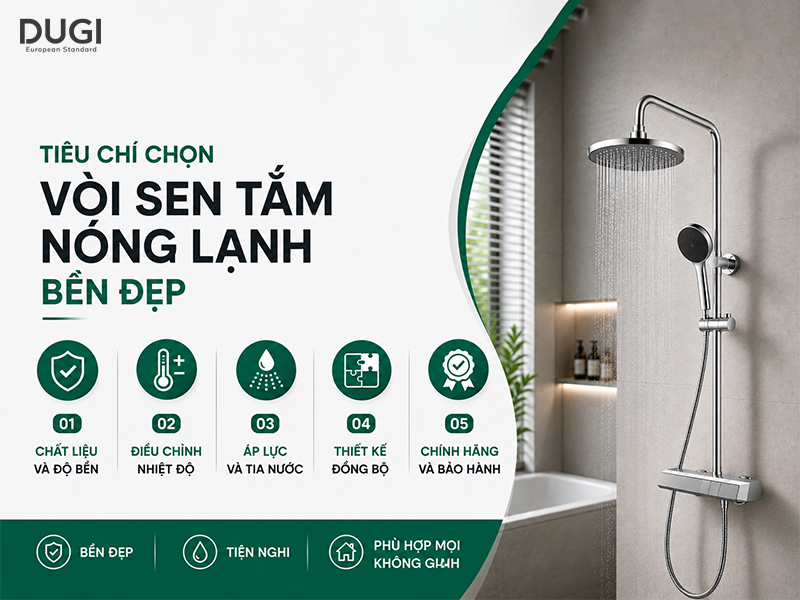Các tiêu chí chọn vòi sen tắm nóng lạnh bền đẹp