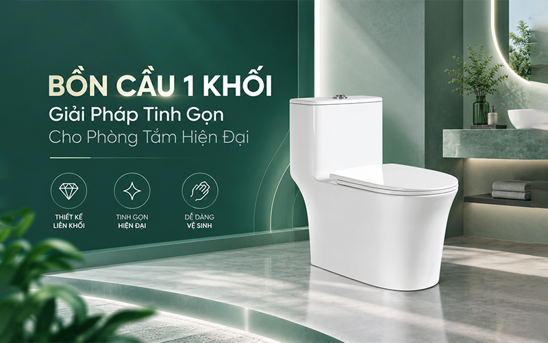 bồn cầu 1 khối giải pháp tinh gọn cho phòng tắm hiện đại