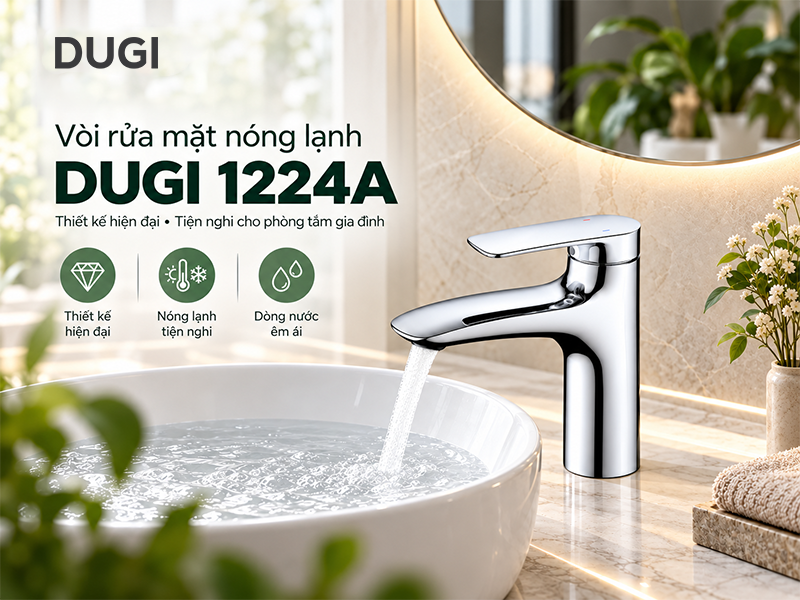 Vòi rửa mặt nóng lạnh dugi 1224A