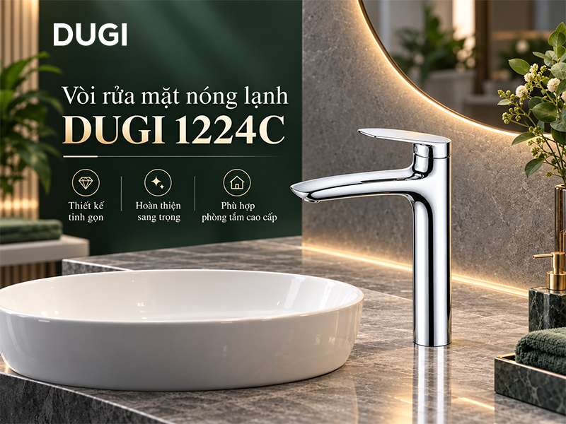 Vòi rửa mặt nóng lạnh dugi 1224C