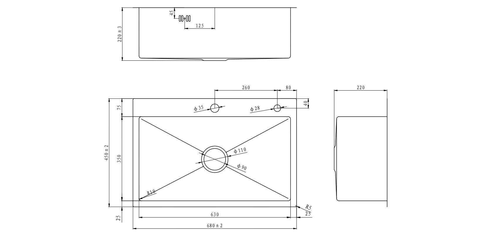 Chậu rửa bát một hố inox 304 3101 DUGI 2 Chậu rửa bát một hố inox 304 3101 DUGI - Ảnh 2